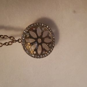 Ann Taylor Long Crystal Pave Floral Necklace